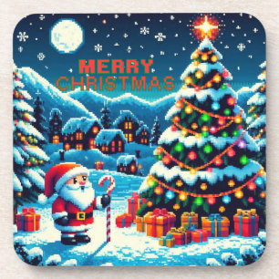 8 bit Christmas tree & Santa Coaster