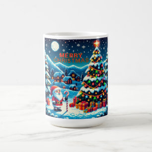 8 bit Christmas tree & Santa Coffee Mug