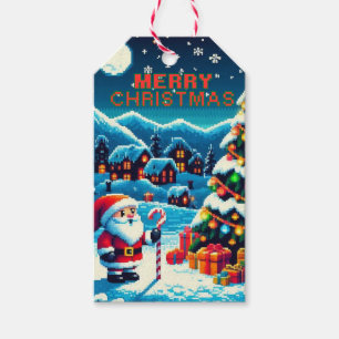 8 bit Christmas tree & Santa Gift Tags