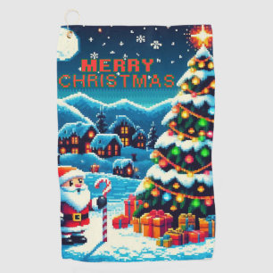 8 bit Christmas tree & Santa Golf Towel