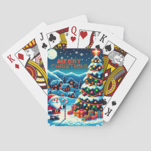 8 bit Christmas tree & Santa Playing Cards