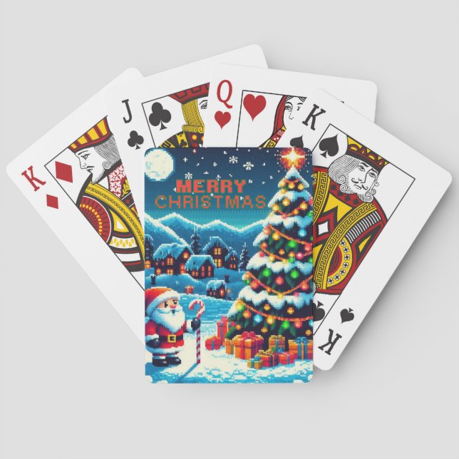 8 bit Christmas tree & Santa Playing Cards (Back)