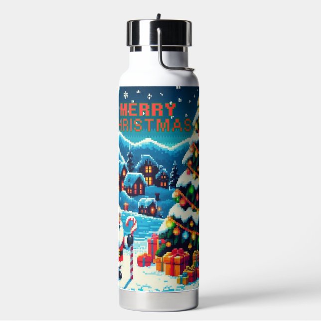 8 bit Christmas tree & Santa Water Bottle (Left)