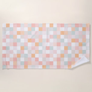 8-Bit Computer Game Pixel Rainbow Block Beach Towel