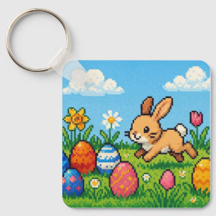 8 bit cute Easter bunny/rabbit Travel Mug Key Ring