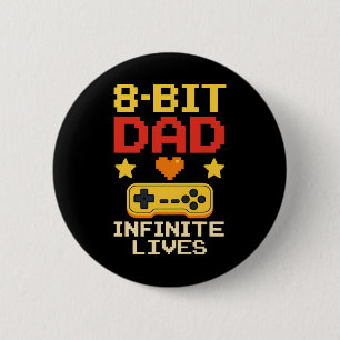 8-Bit Dad with Infinite Lives 6 Cm Round Badge