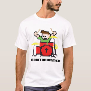 8 Bit Drummer Geek Battery T-Shirt