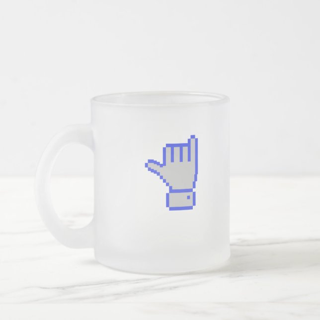 8 bit dude frosted glass coffee mug (Left)