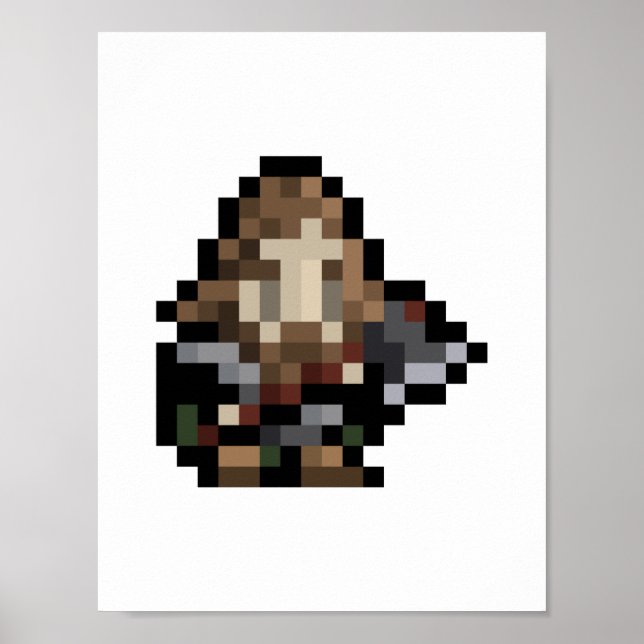 8-Bit Dwarf 16x16 Pixel Art Poster (Front)