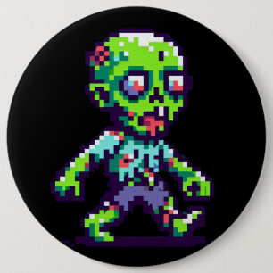 8-bit funny zombie Halloween 6 Cm Round Badge