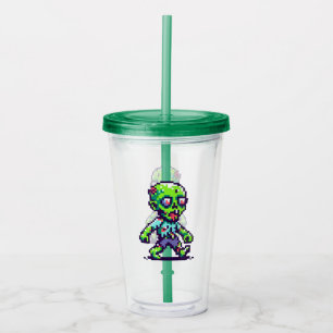 8-bit funny zombie Halloween Acrylic Tumbler