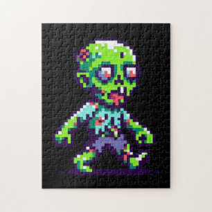 8-bit funny zombie Halloween Jigsaw Puzzle