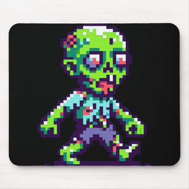 8-bit funny zombie Halloween  Mouse Mat (Front)