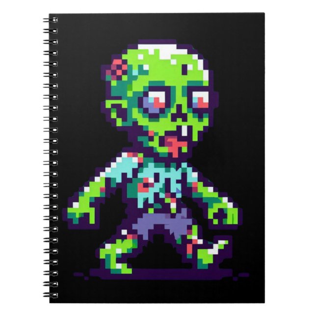 8-bit funny zombie Halloween  Notebook (Front)