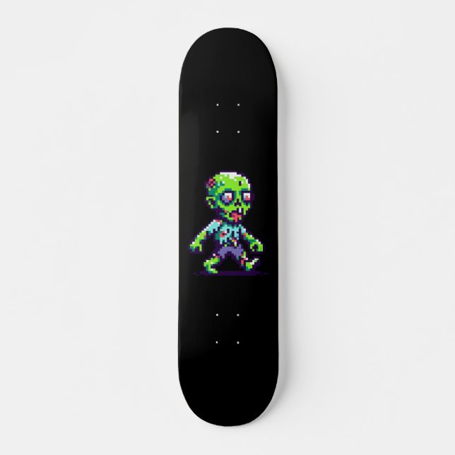 8-bit funny zombie Halloween  Skateboard (Front)