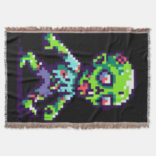 8-bit funny zombie Halloween  Throw Blanket