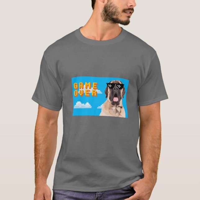 8-Bit Game Over Mastiff T-Shirt (Front)