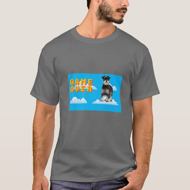 8-Bit Game Over Miniature Schnauzer 2 T-Shirt (Front)