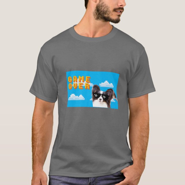 8-Bit Game Over Papillon T-Shirt (Front)