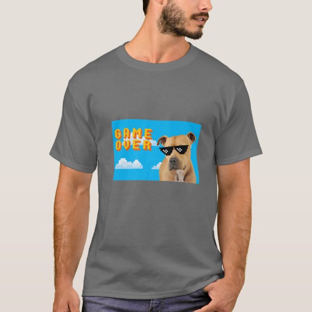 8-Bit Game Over Pitbull T-Shirt (Front)