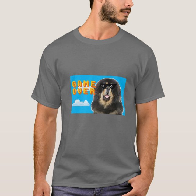 8-Bit Game Over Tibetan Mastiff T-Shirt (Front)