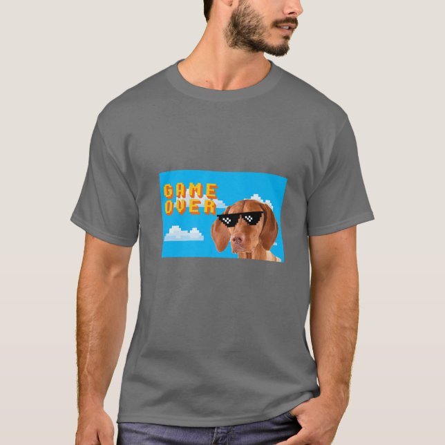 8-Bit Game Over Vizslas T-Shirt (Front)