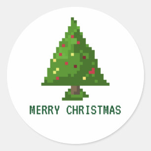 8-bit Geek Pixel Tree Christmas Holiday Stickers