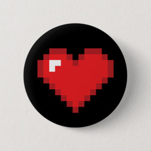 8 Bit Heart 6 Cm Round Badge