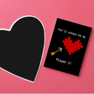 8 Bit Heart and Arrow Player Two Love Card