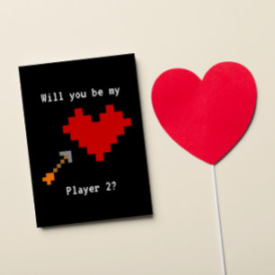 8 Bit Heart and Arrow Player Two Valentine Card