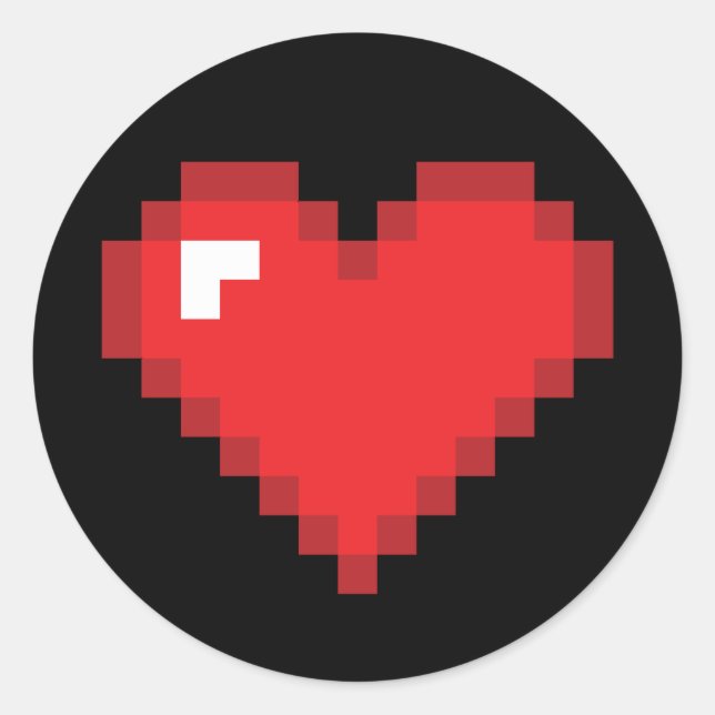 8 Bit Heart Classic Round Sticker (Front)