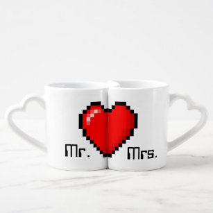 8 Bit Heart Gamer Couple Coffee Mugs