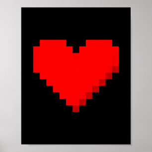 8 Bit Heart Retro Valentines Day Xel Artwork Poster