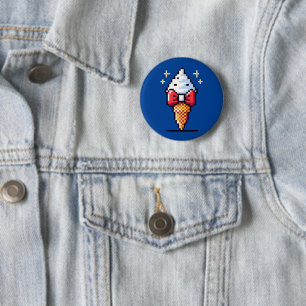 8-Bit Ice Cream Elegance: Dapper Dessert Design 6 Cm Round Badge