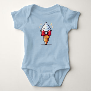 8-Bit Ice Cream Elegance: Dapper Dessert Design Baby Bodysuit
