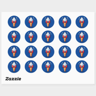 8-Bit Ice Cream Elegance: Dapper Dessert Design Classic Round Sticker