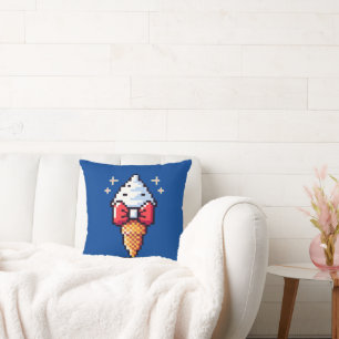 8-Bit Ice Cream Elegance: Dapper Dessert Design Cushion