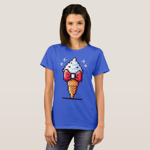 8-Bit Ice Cream Elegance: Dapper Dessert Design T-Shirt