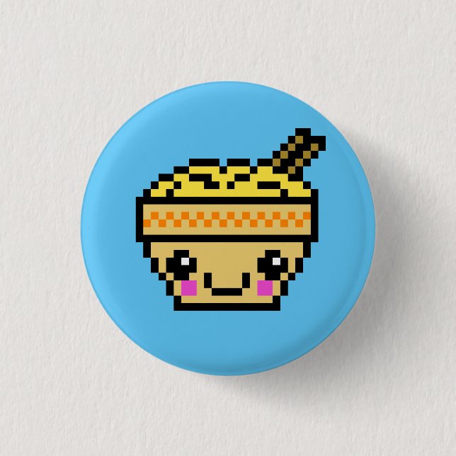 8 Bit Kawaii Ramen 3 Cm Round Badge (Front)