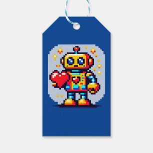 8-Bit Love Robot: Heart in Pixels Gift Tags