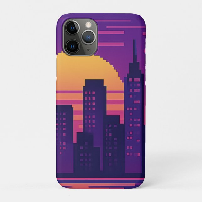 8 bit neon city badge Case-Mate iPhone case (Back)