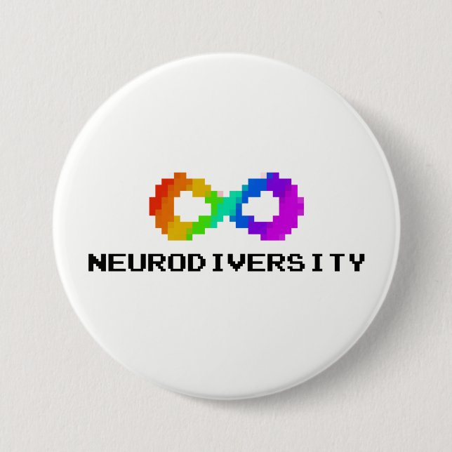 8-Bit Neurodiversity with Text 7.5 Cm Round Badge (Front)
