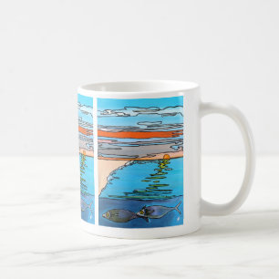 8-Bit Ocean Sunrise Painting by Alfred Fox Coffee Mug
