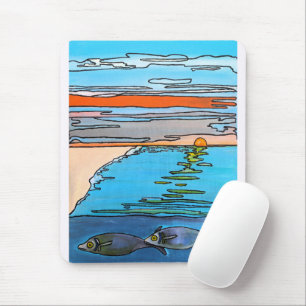 8-Bit Ocean Sunrise Painting by Alfred Fox Mouse Mat