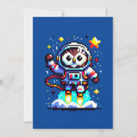 8-Bit Owl Astronaut - Retro Pixel Space Explorer