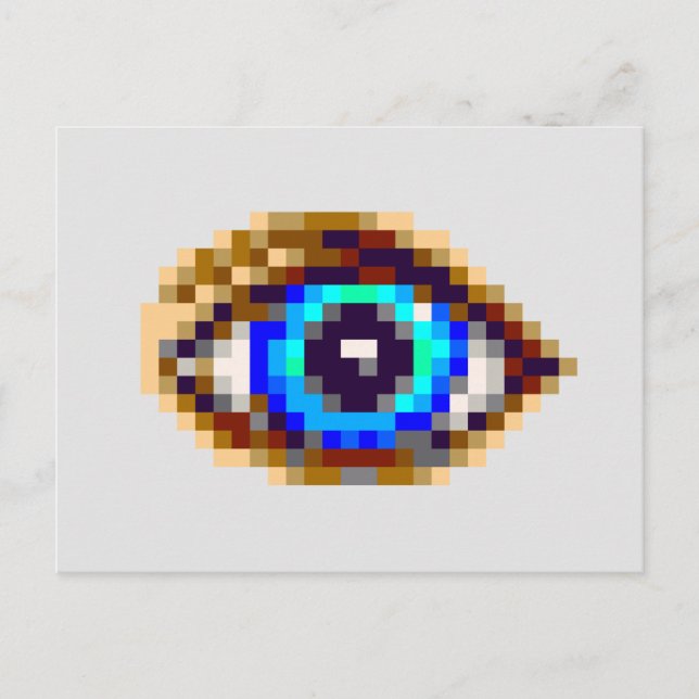 8-bit pixel art blue eye drawing postcard (Front)