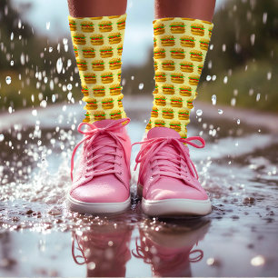   8-bit Pixel Art Burger - Food Quirky Geek Yellow Socks