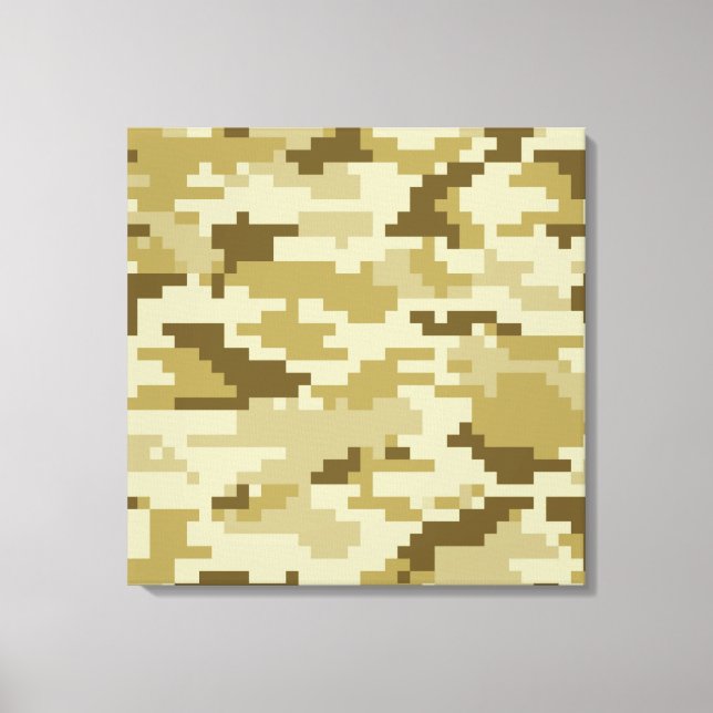 8 Bit Pixel Digital Desert Camouflage / Camo Canvas Print (Front)