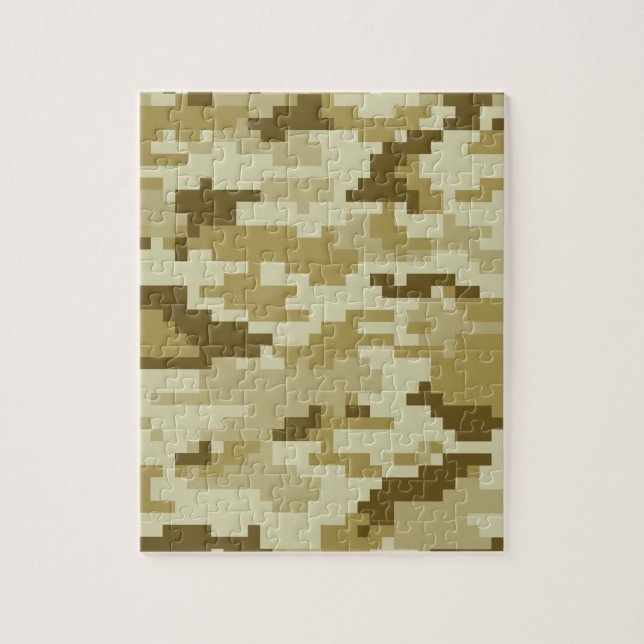 8 Bit Pixel Digital Desert Camouflage / Camo Jigsaw Puzzle (Vertical)