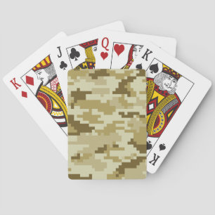 8 Bit Pixel Digital Desert Camouflage / Camo Playing Cards